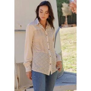BRAND NEW WITH TAGS Desert Dream Crochet Lace Button-Down Top